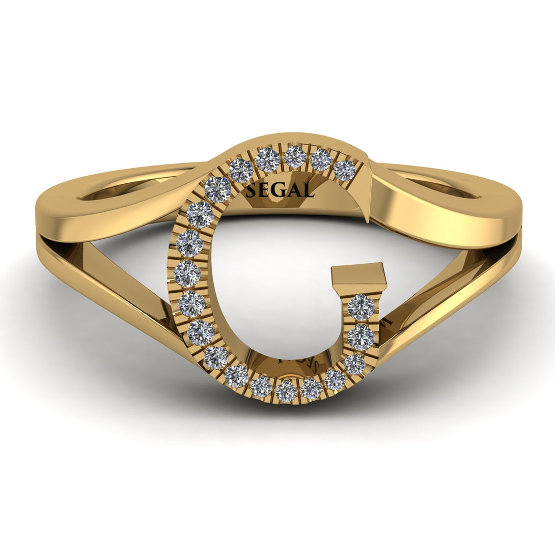 White Diamond Initial G Ring