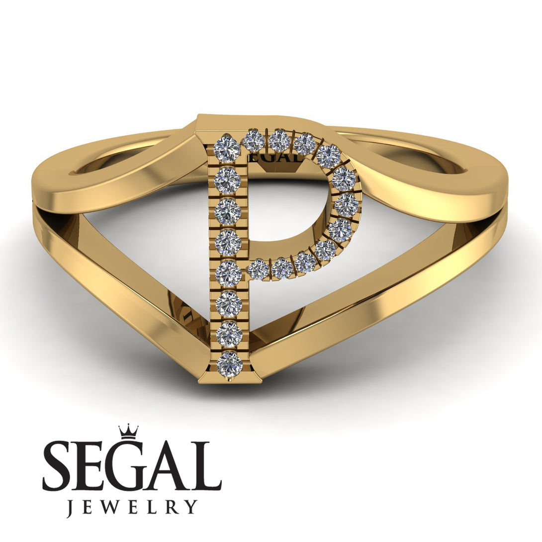 White Diamond Initial P Ring