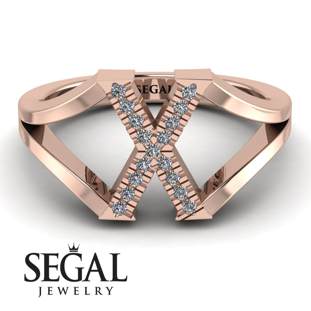 White Diamond Initial X Ring