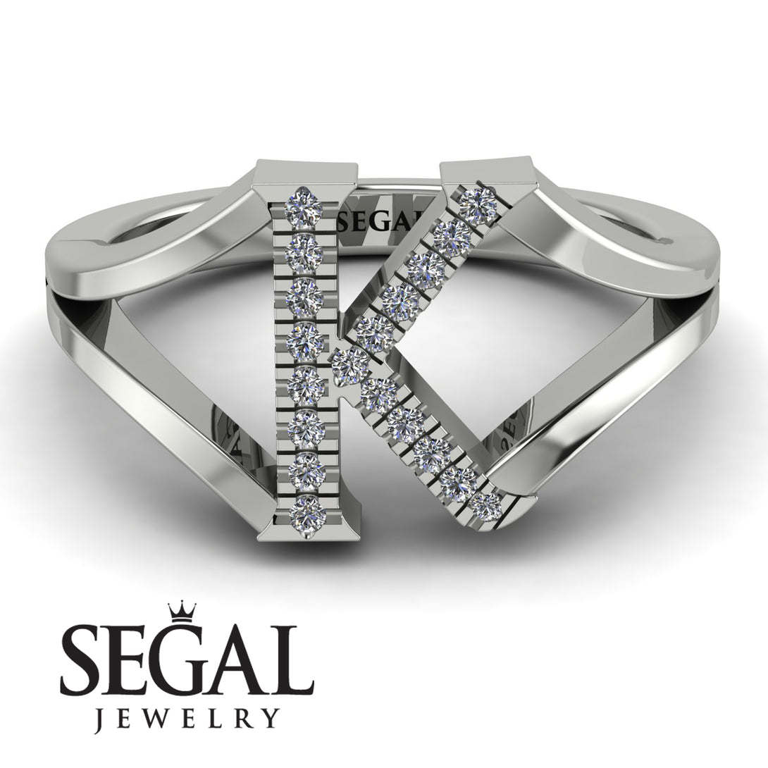 White Diamond Initial K Ring