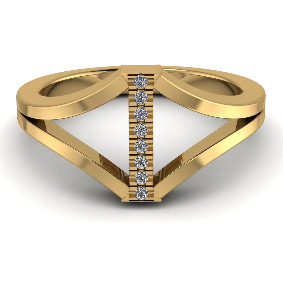 White Diamond Initial I Ring