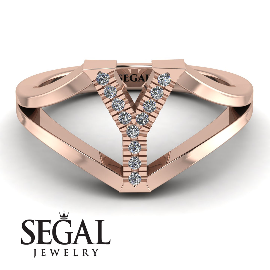 White Diamond Initial Y Ring