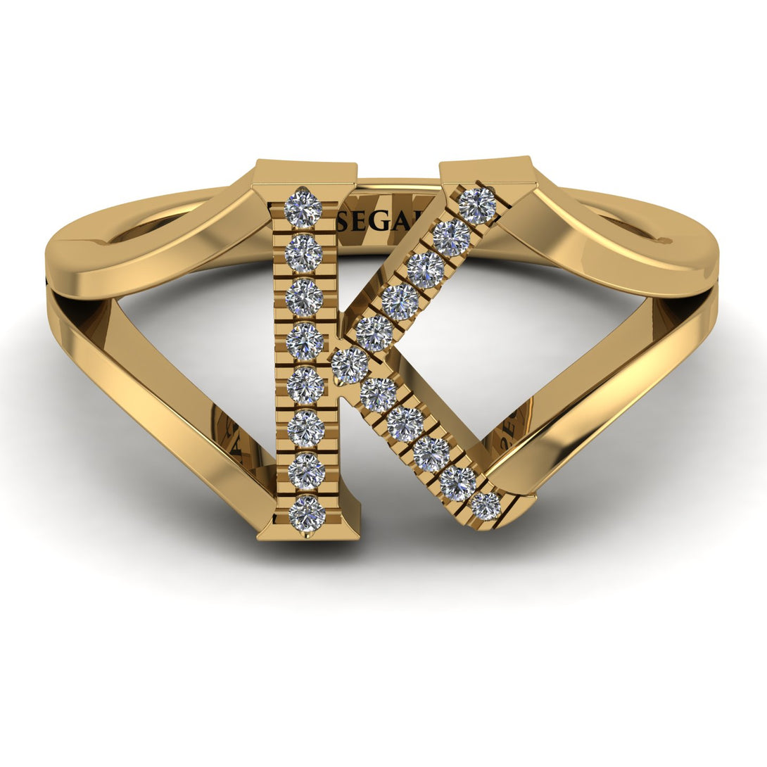White Diamond Initial K Ring