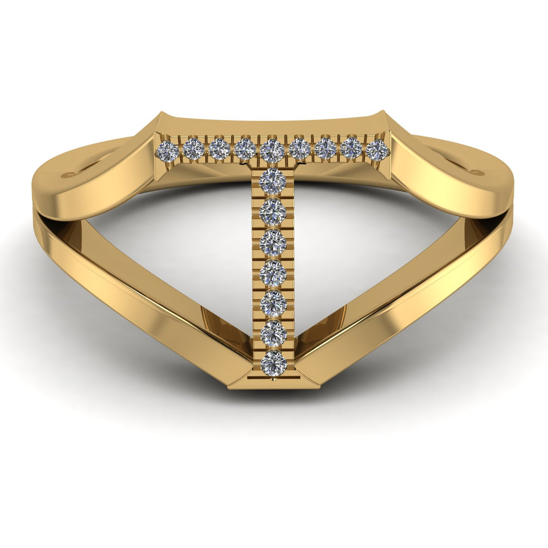 White Diamond Initial T Ring