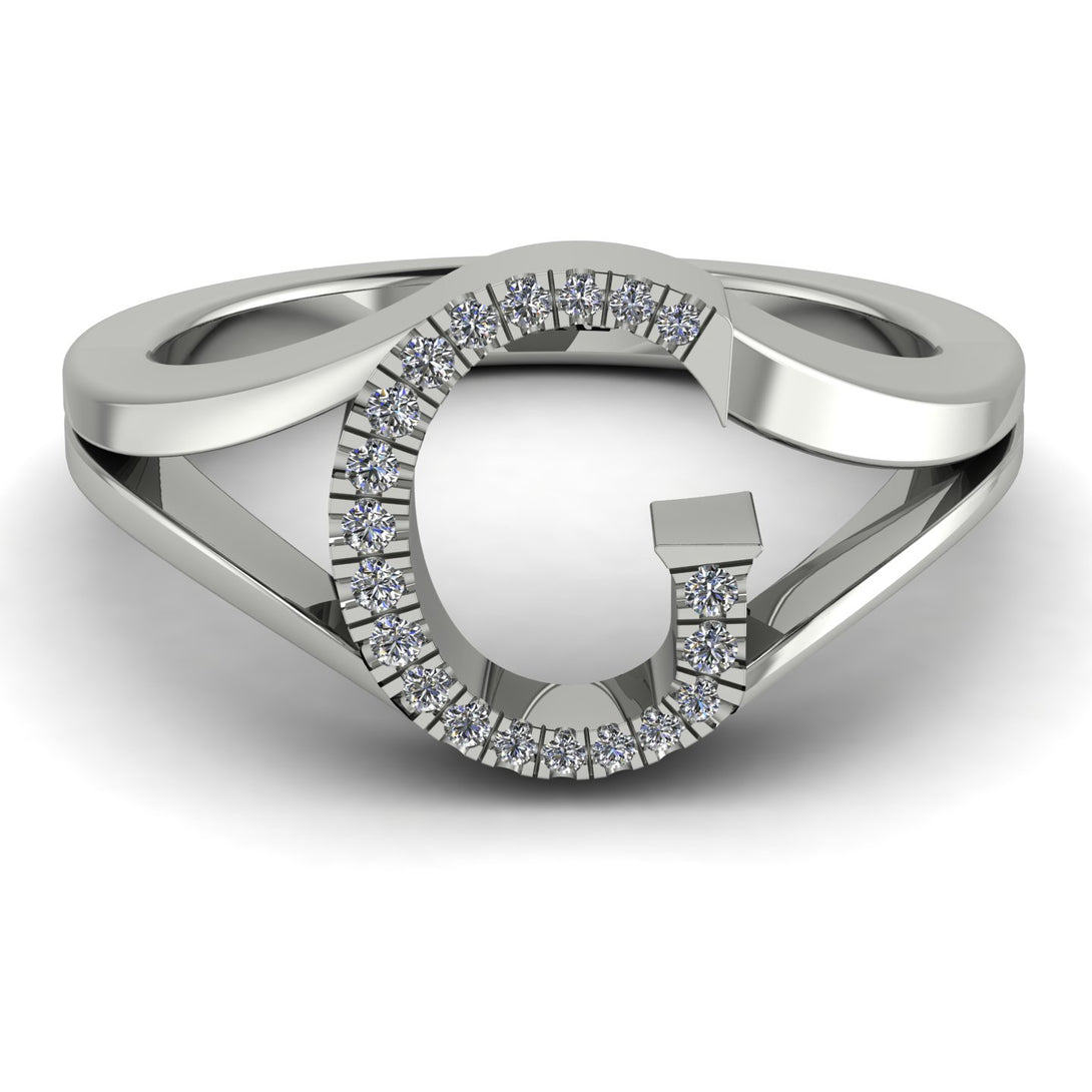 White Diamond Initial G Ring