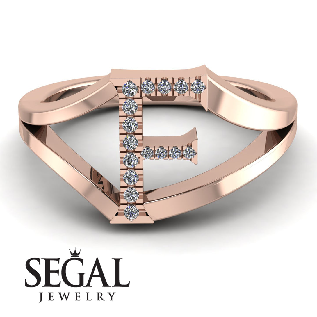 White Diamond Initial F Ring