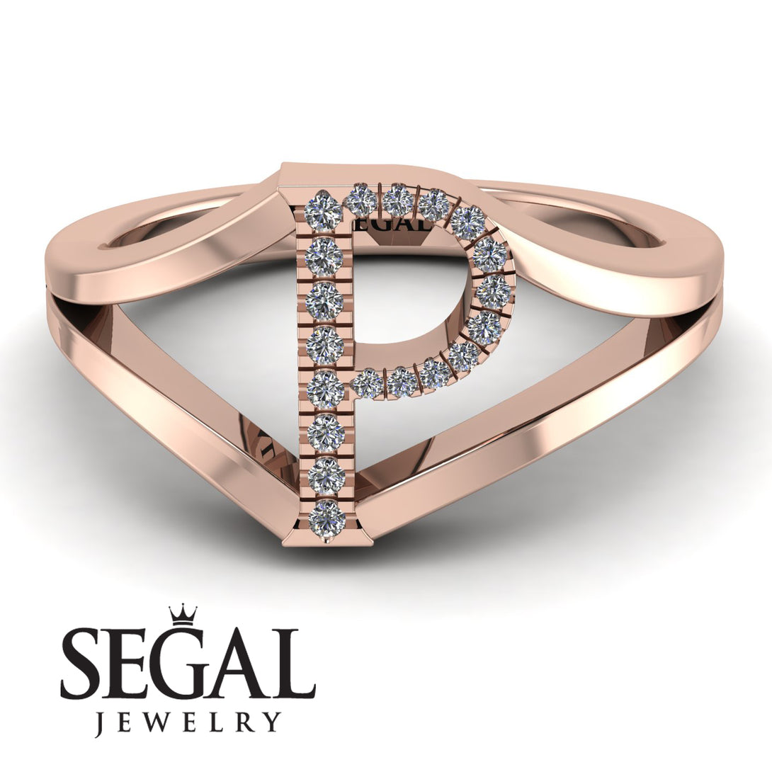 White Diamond Initial P Ring