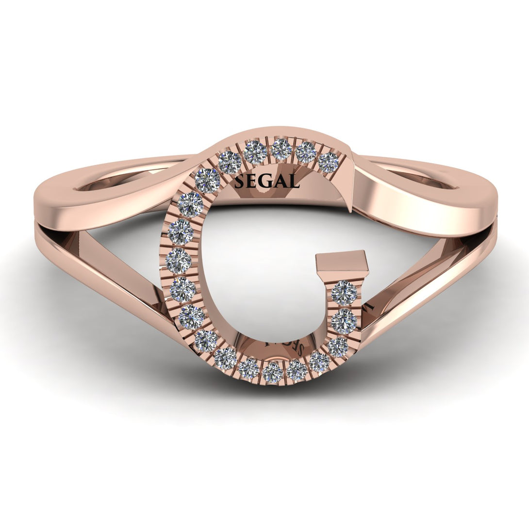 White Diamond Initial G Ring