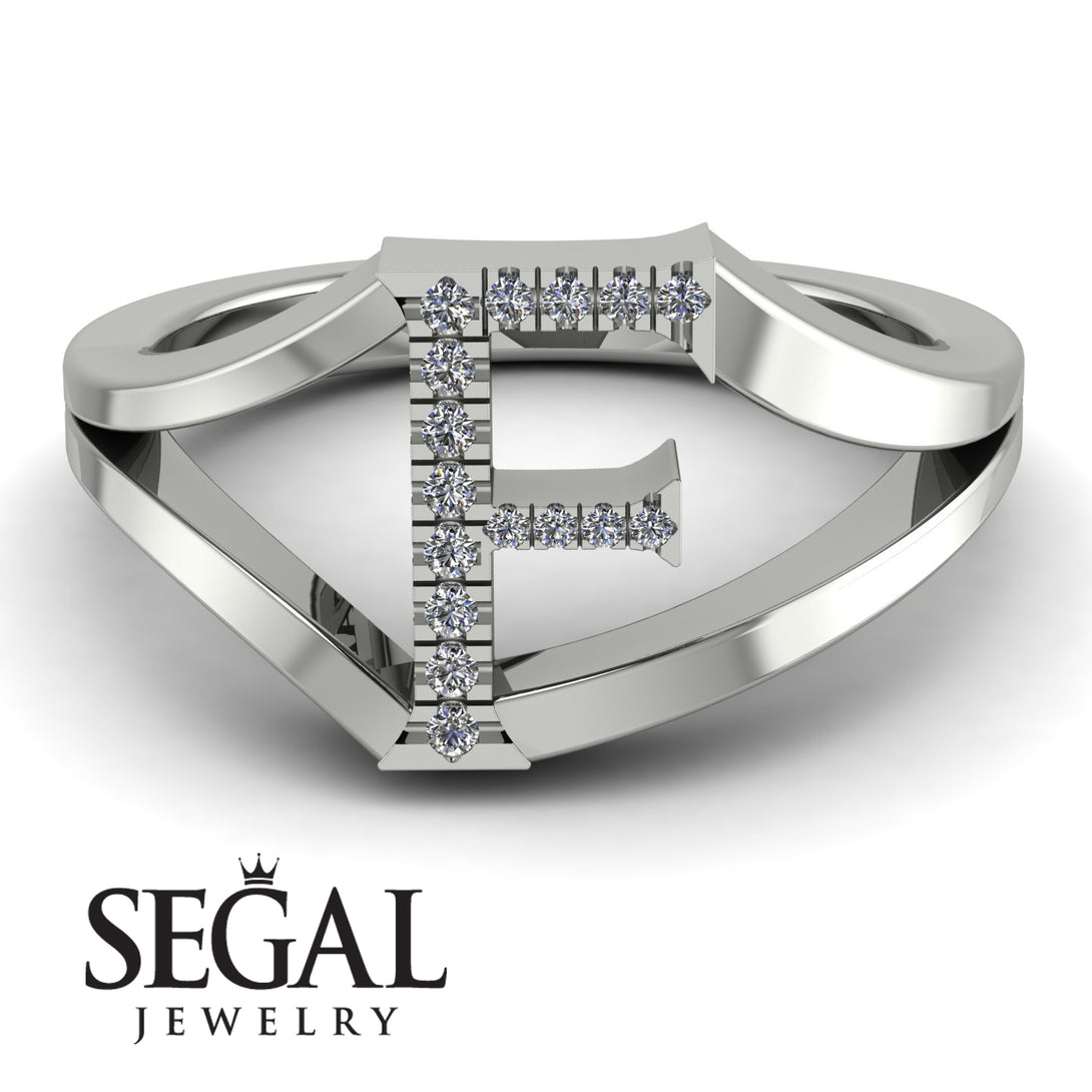 White Diamond Initial F Ring