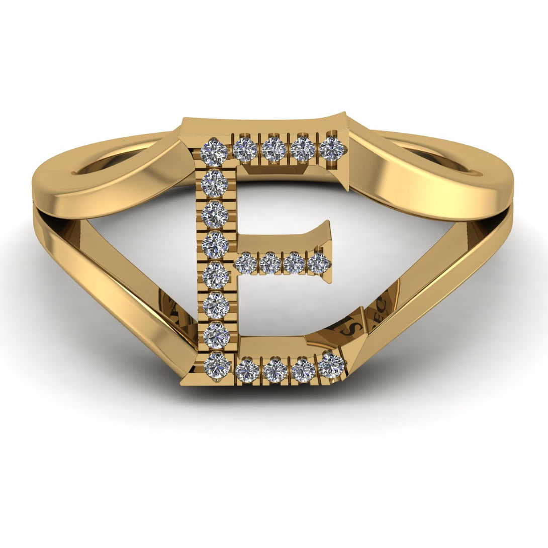 White Diamond Initial E Ring