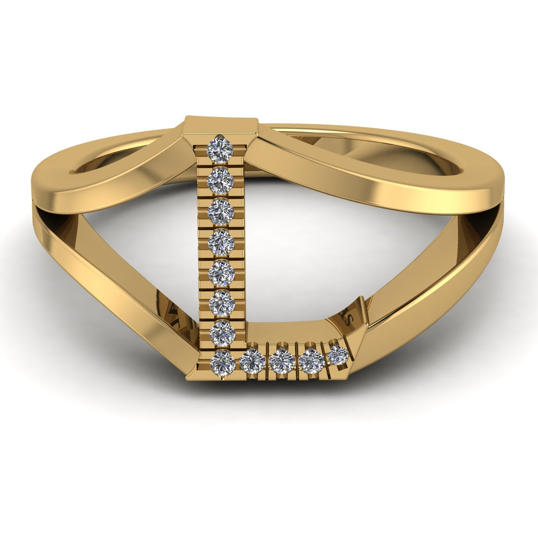 White Diamond Initial L Ring