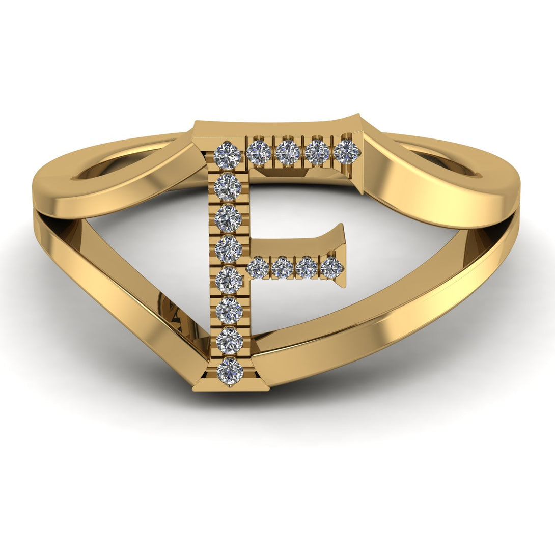 White Diamond Initial F Ring