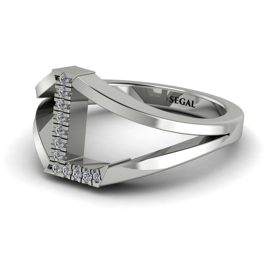 White Diamond Initial L Ring