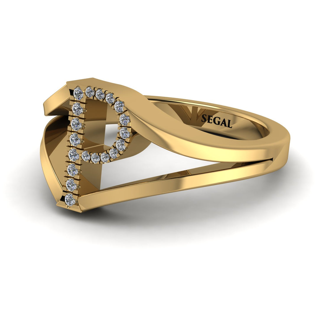 White Diamond Initial P Ring