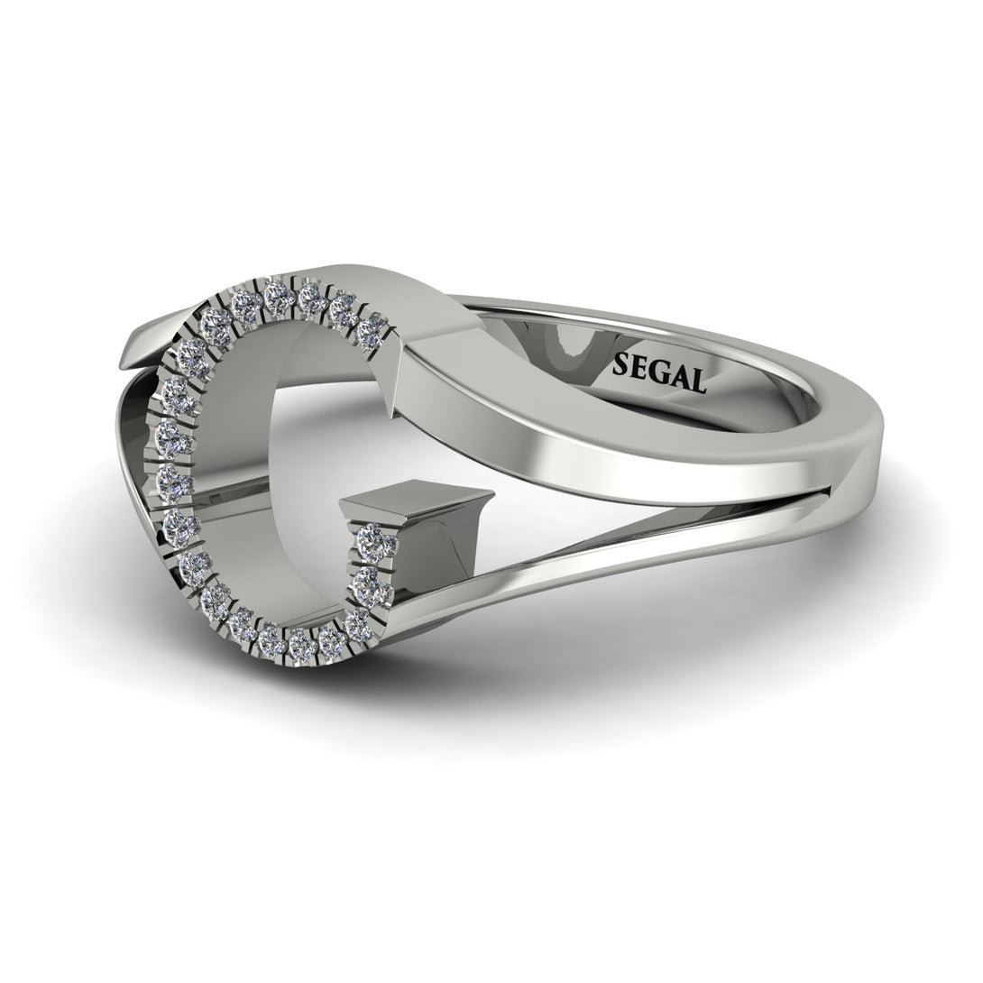 White Diamond Initial G Ring