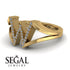 White Diamond Initial W Ring