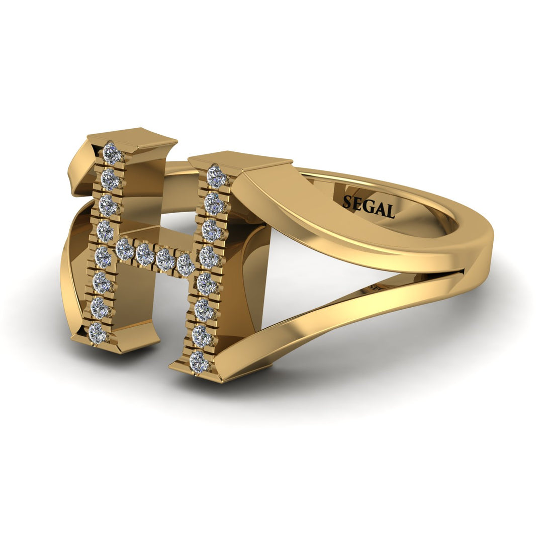 White Diamond Initial H Ring