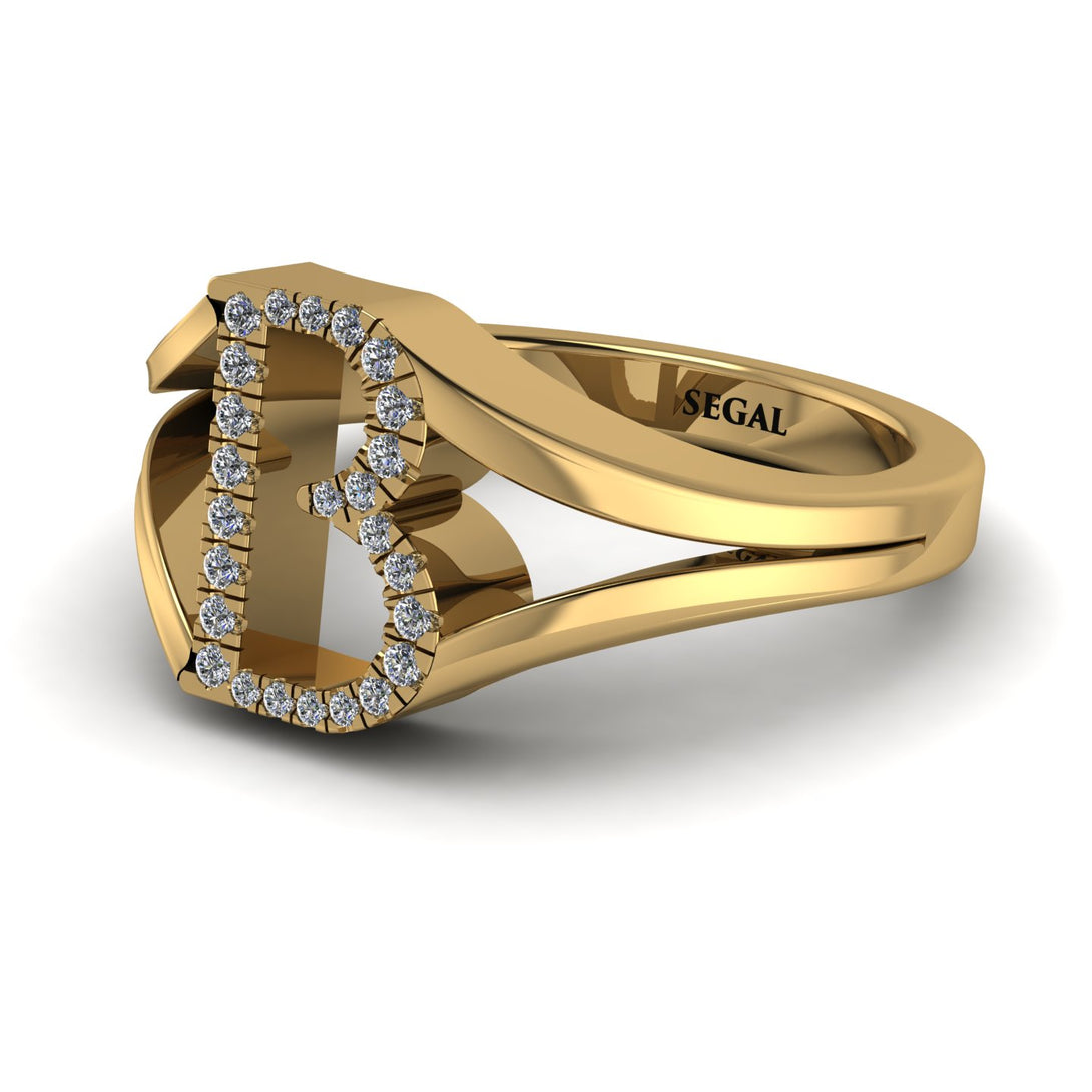 White Diamond Initial B Ring