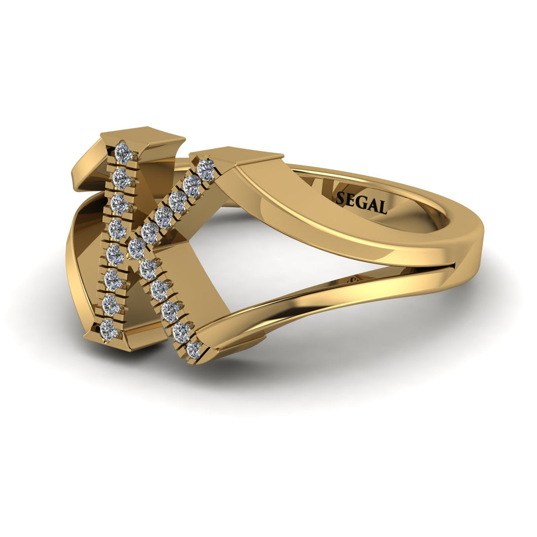 White Diamond Initial K Ring