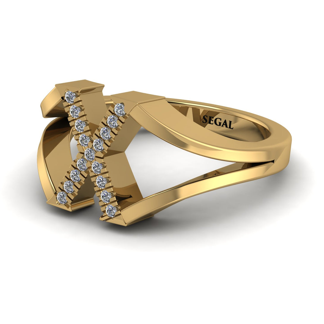 White Diamond Initial X Ring