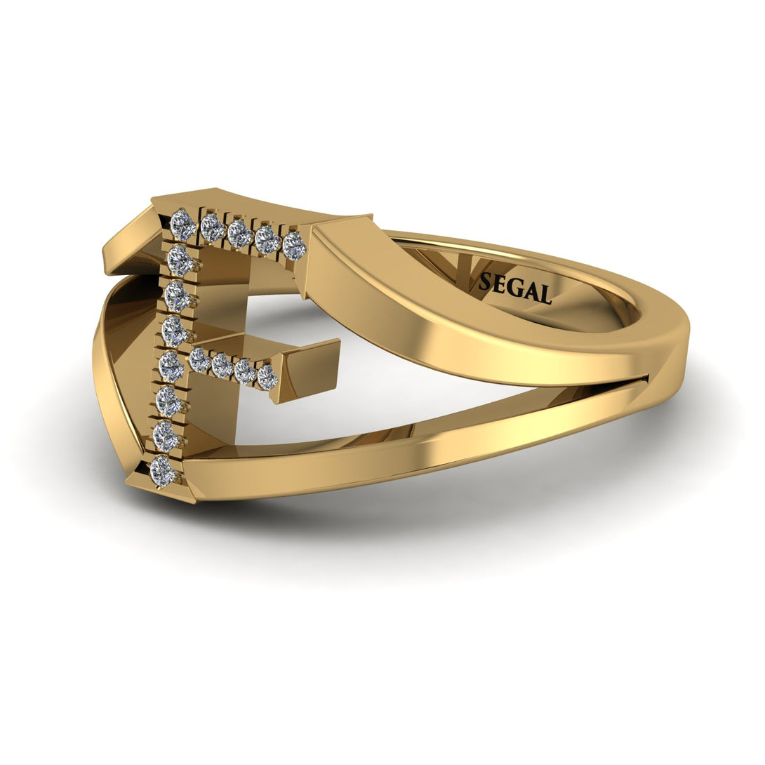 White Diamond Initial F Ring