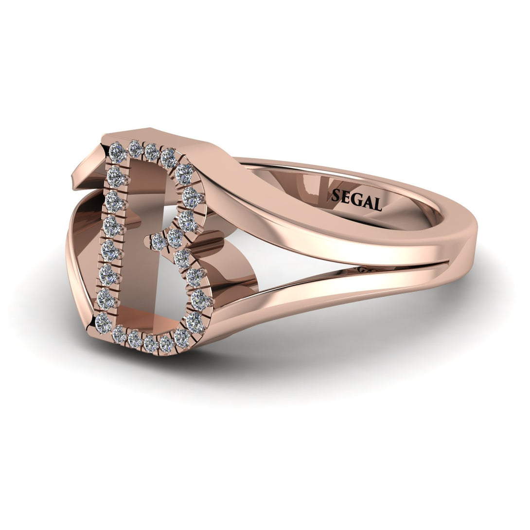 White Diamond Initial B Ring