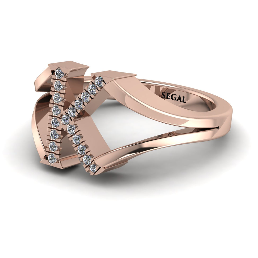 White Diamond Initial K Ring