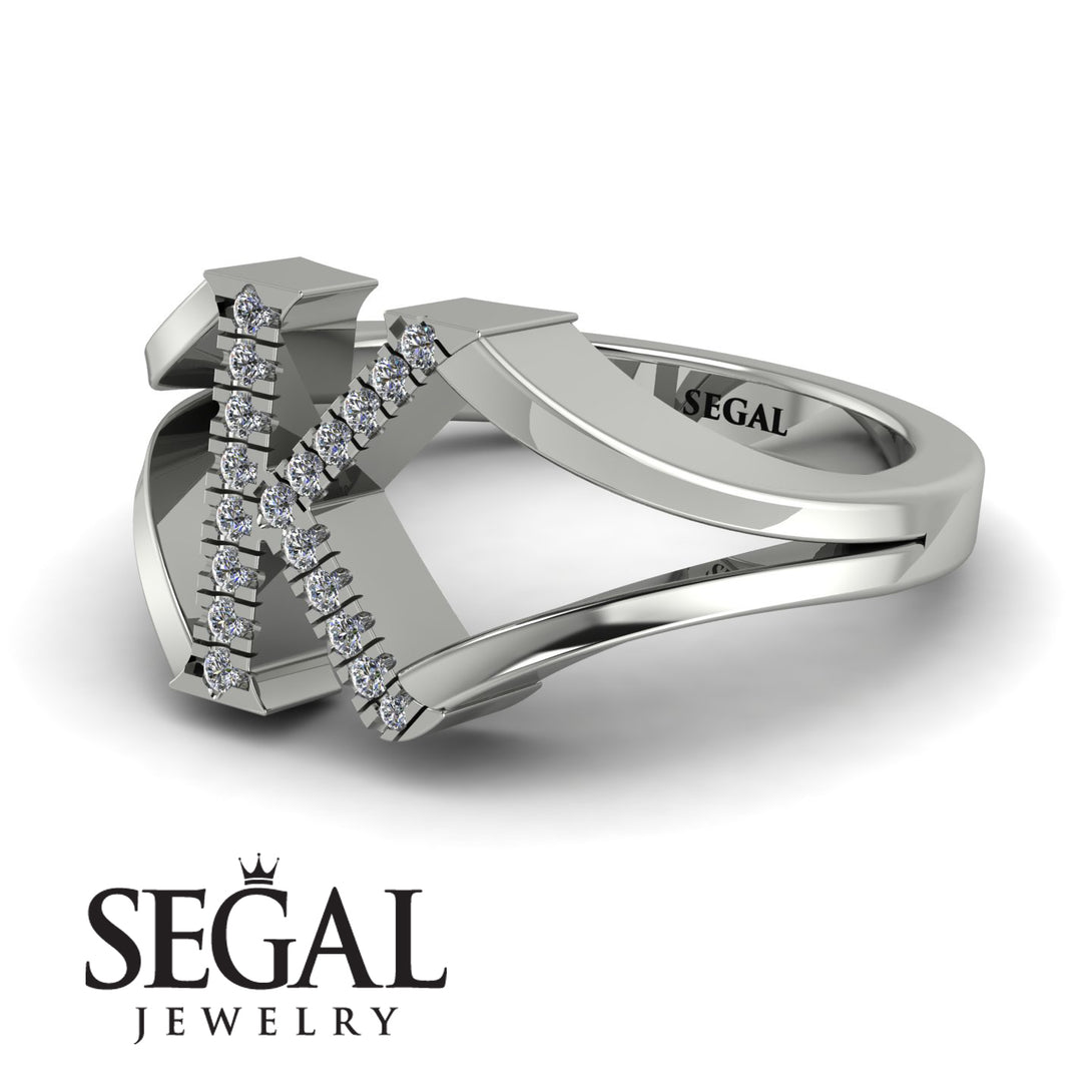 White Diamond Initial K Ring