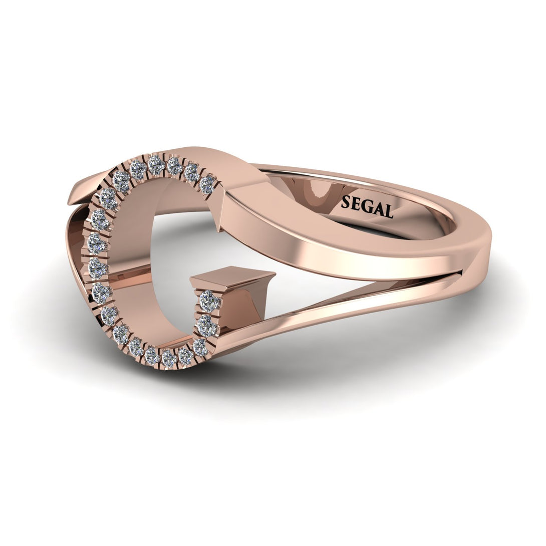 White Diamond Initial G Ring