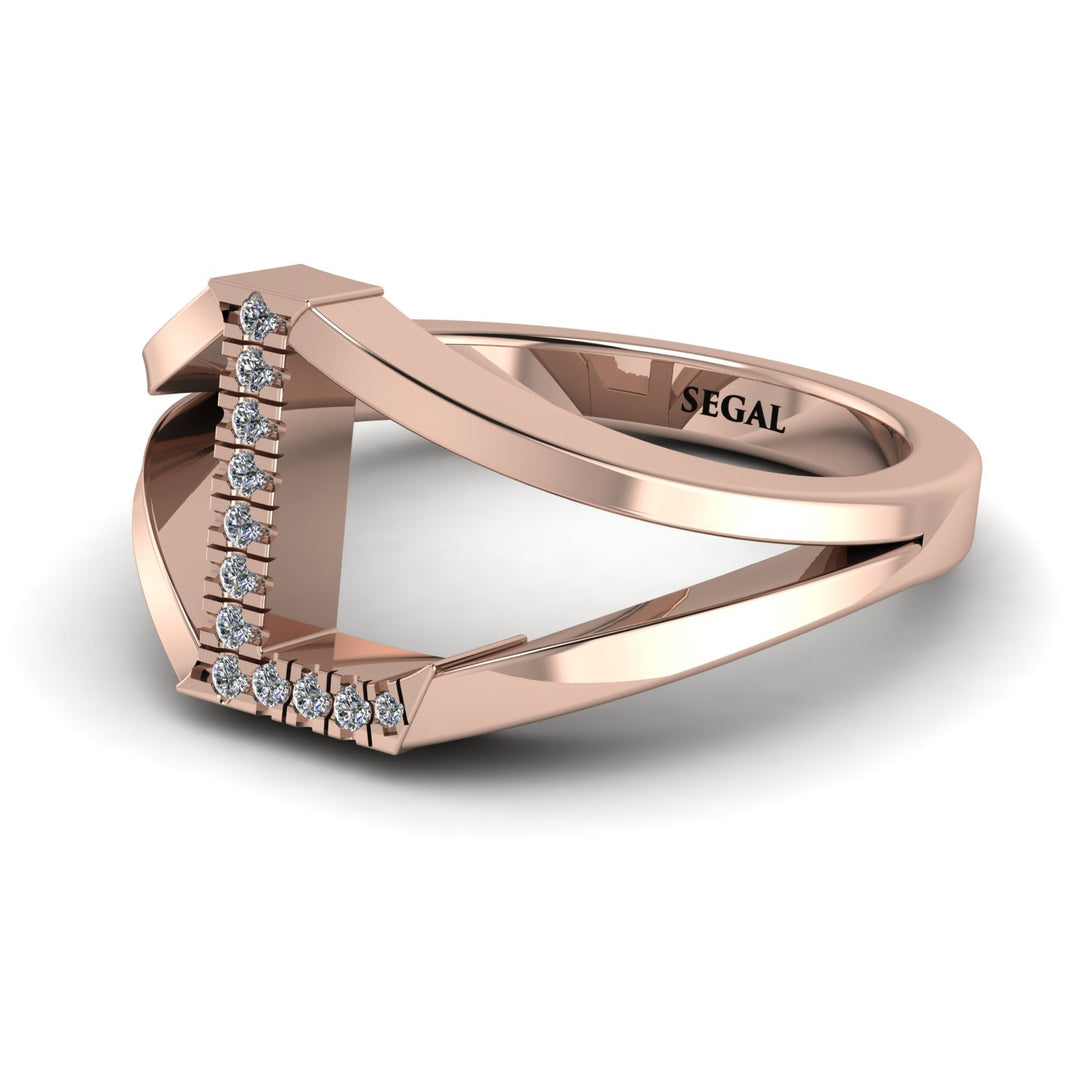 White Diamond Initial L Ring