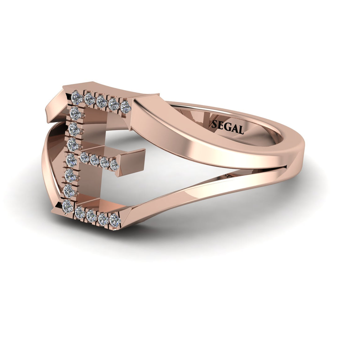 White Diamond Initial E Ring