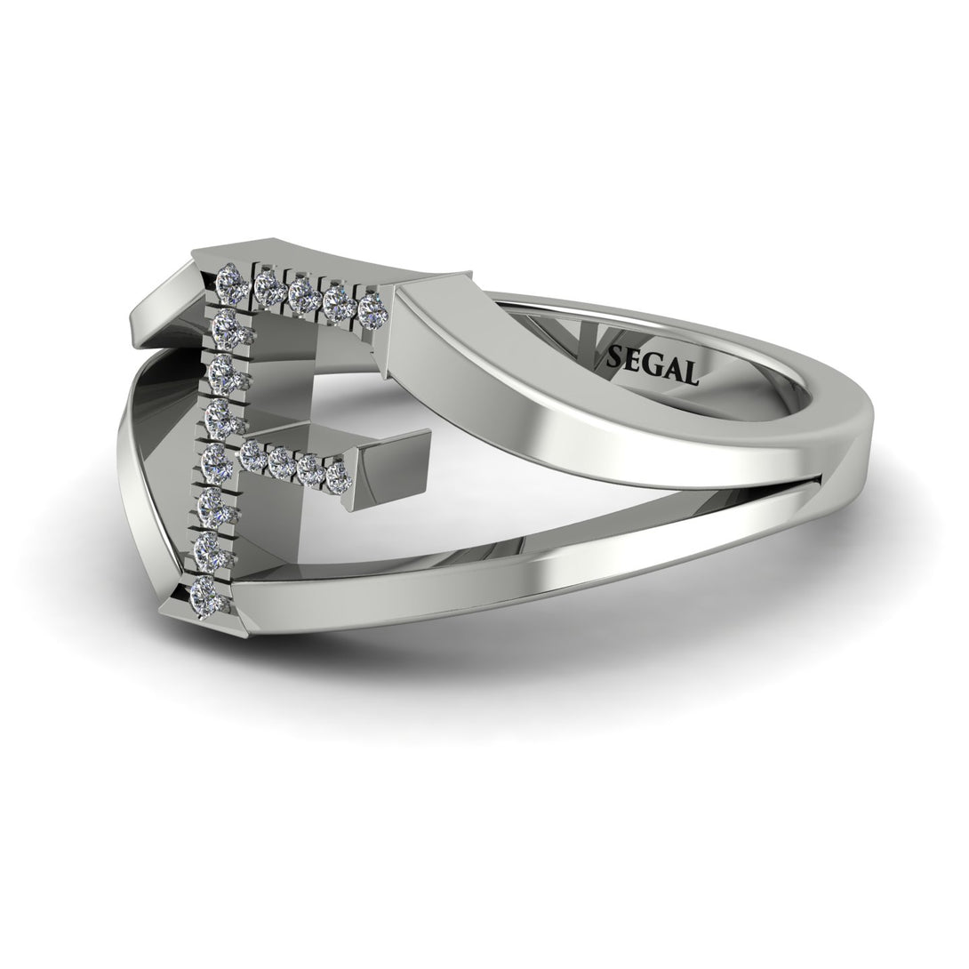 White Diamond Initial F Ring