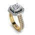 Two Tones Gorgeous Radiant Cut Diamond Pave Double Shank Engagement Ring With Hidden Stone - Felicity No. 77