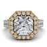 Two Tones Gorgeous Radiant Cut Diamond Pave Double Shank Engagement Ring With Hidden Stone - Felicity No. 77