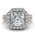 Two Tones Gorgeous Radiant Cut Diamond Pave Double Shank Engagement Ring With Hidden Stone - Felicity No. 78