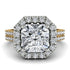 Two Tones Gorgeous Radiant Cut Diamond Pave Double Shank Engagement Ring With Hidden Stone - Felicity No. 77