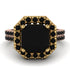Two Tones Gorgeous Radiant Cut Black Diamond Pave Double Shank Engagement Ring With Hidden Stone - Felicity No. 79