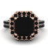 Two Tones Gorgeous Radiant Cut Black Diamond Pave Double Shank Engagement Ring With Hidden Stone - Felicity No. 81