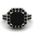 Two Tones Gorgeous Radiant Cut Black Diamond Pave Double Shank Engagement Ring With Hidden Stone - Felicity No. 81