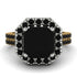 Two Tones Gorgeous Radiant Cut Black Diamond Pave Double Shank Engagement Ring With Hidden Stone - Felicity No. 80