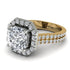 Two Tones Gorgeous Radiant Cut Diamond Pave Double Shank Engagement Ring With Hidden Stone - Felicity No. 77