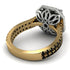 Two Tones Gorgeous Radiant Cut Black Diamond Pave Double Shank Engagement Ring With Hidden Stone - Felicity No. 80