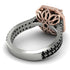 Two Tones Gorgeous Radiant Cut Black Diamond Pave Double Shank Engagement Ring With Hidden Stone - Felicity No. 81
