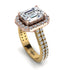 Two Tones Gorgeous Emerald Cut Diamond Pave Double Shank Engagement Ring With Hidden Stone - Veronica No. 76