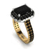 Two Tones Gorgeous Emerald Cut Black Diamond Pave Double Shank Engagement Ring With Hidden Stone - Veronica No. 80