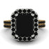 Two Tones Gorgeous Emerald Cut Black Diamond Pave Double Shank Engagement Ring With Hidden Stone - Veronica No. 80
