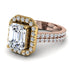 Two Tones Gorgeous Emerald Cut Diamond Pave Double Shank Engagement Ring With Hidden Stone - Veronica No. 76