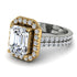Two Tones Gorgeous Emerald Cut Diamond Pave Double Shank Engagement Ring With Hidden Stone - Veronica No. 77