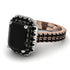 Two Tones Gorgeous Emerald Cut Black Diamond Pave Double Shank Engagement Ring With Hidden Stone - Veronica No. 81