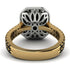 Two Tones Gorgeous Emerald Cut Black Diamond Pave Double Shank Engagement Ring With Hidden Stone - Veronica No. 80